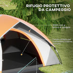 2-Person Camping Tent with Mesh Window and Hook, in Polyester, 210x150x110 cm, Gray and Orange