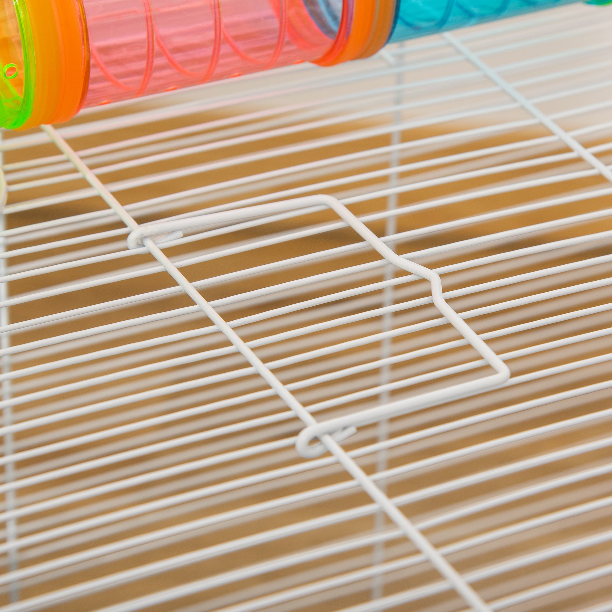 3-Tier Hamster Cage with Tubes, House, Water Tank and Wheel, 59x36x47 cm