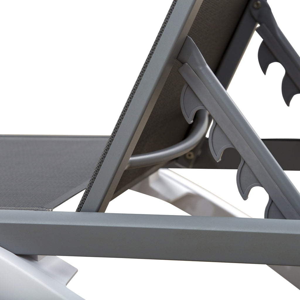 Outsunny sun bed with reclining backrest and rear wheel, 195x67.5x33 cm, gray and white - Borgè