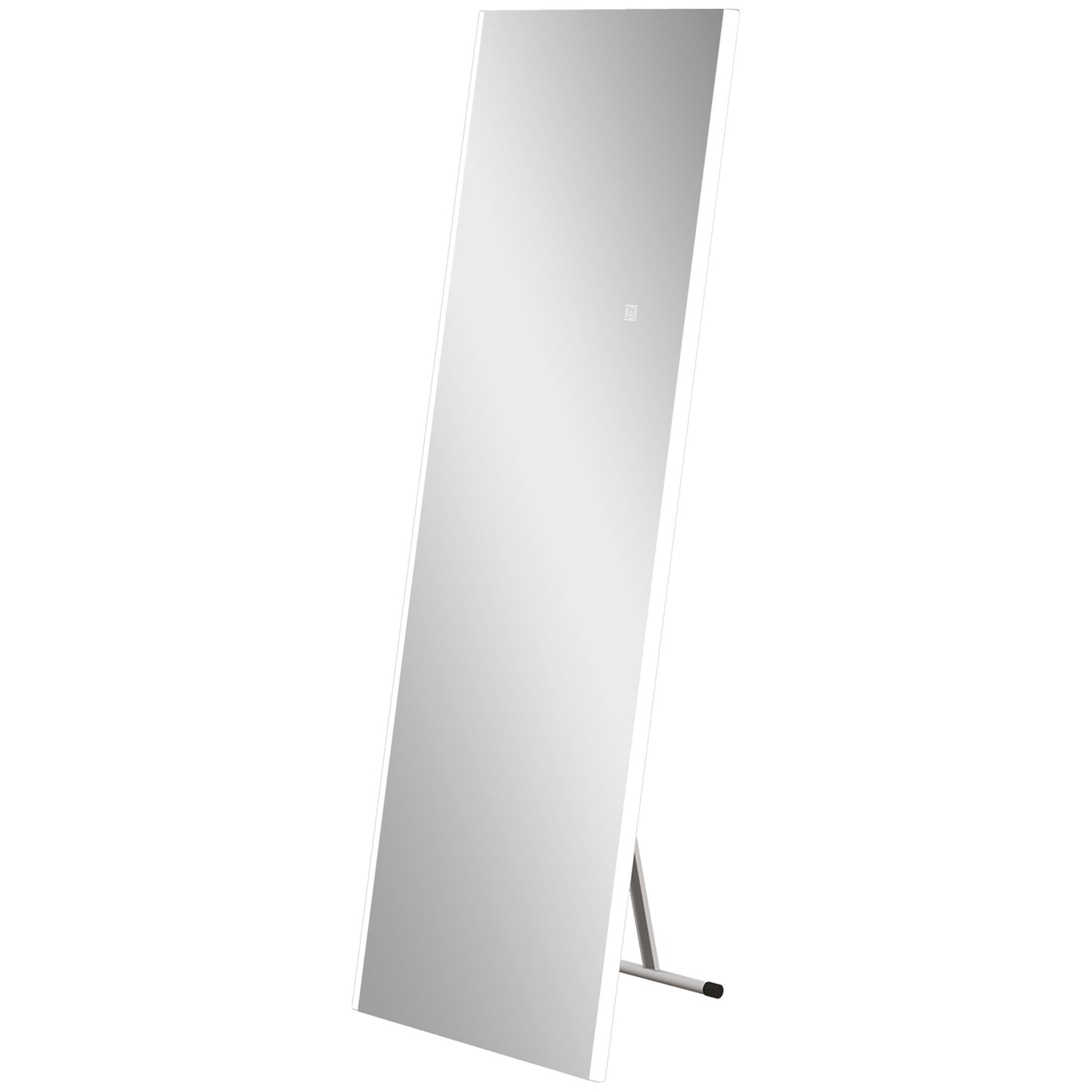 Homcom 3 -colored ground mirror and adjustable brightness, in tempered glass and steel, 50x50x148 cm, white - Borgè