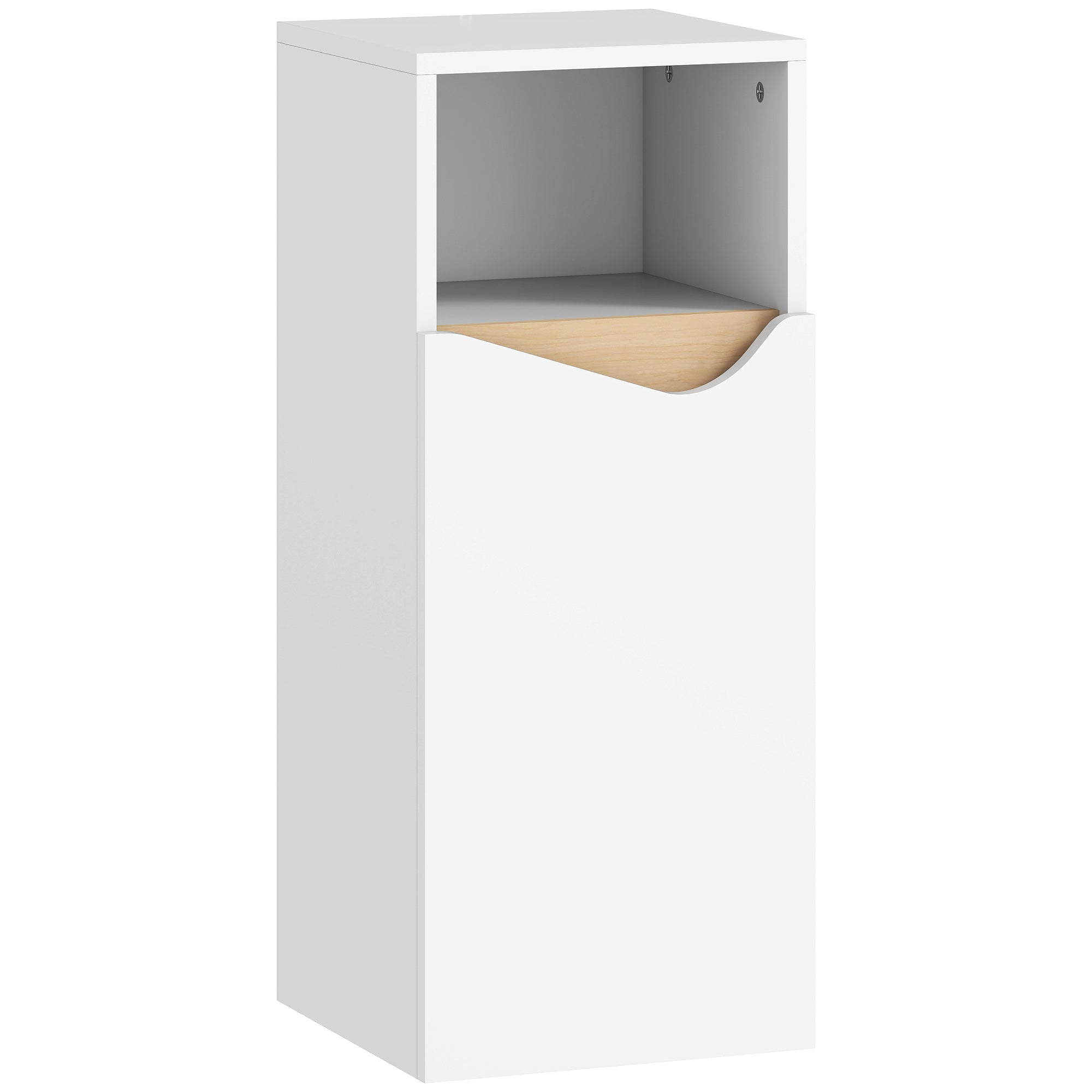HOMCOM Bathroom Cabinet with Soft-Close Door and Open Compartment, 30x30x71.5 cm, White and Wood