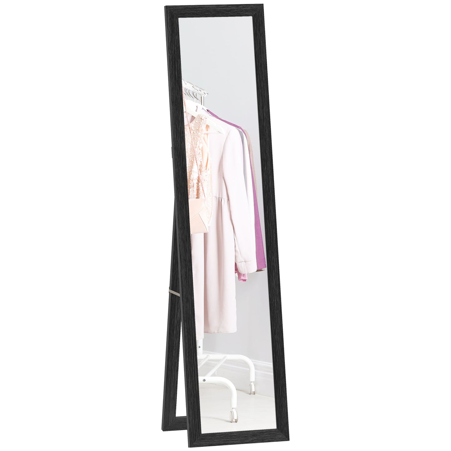 HOMCOM Wall and freestanding mirror with MDF frame for entrance, living room and bedroom, Black