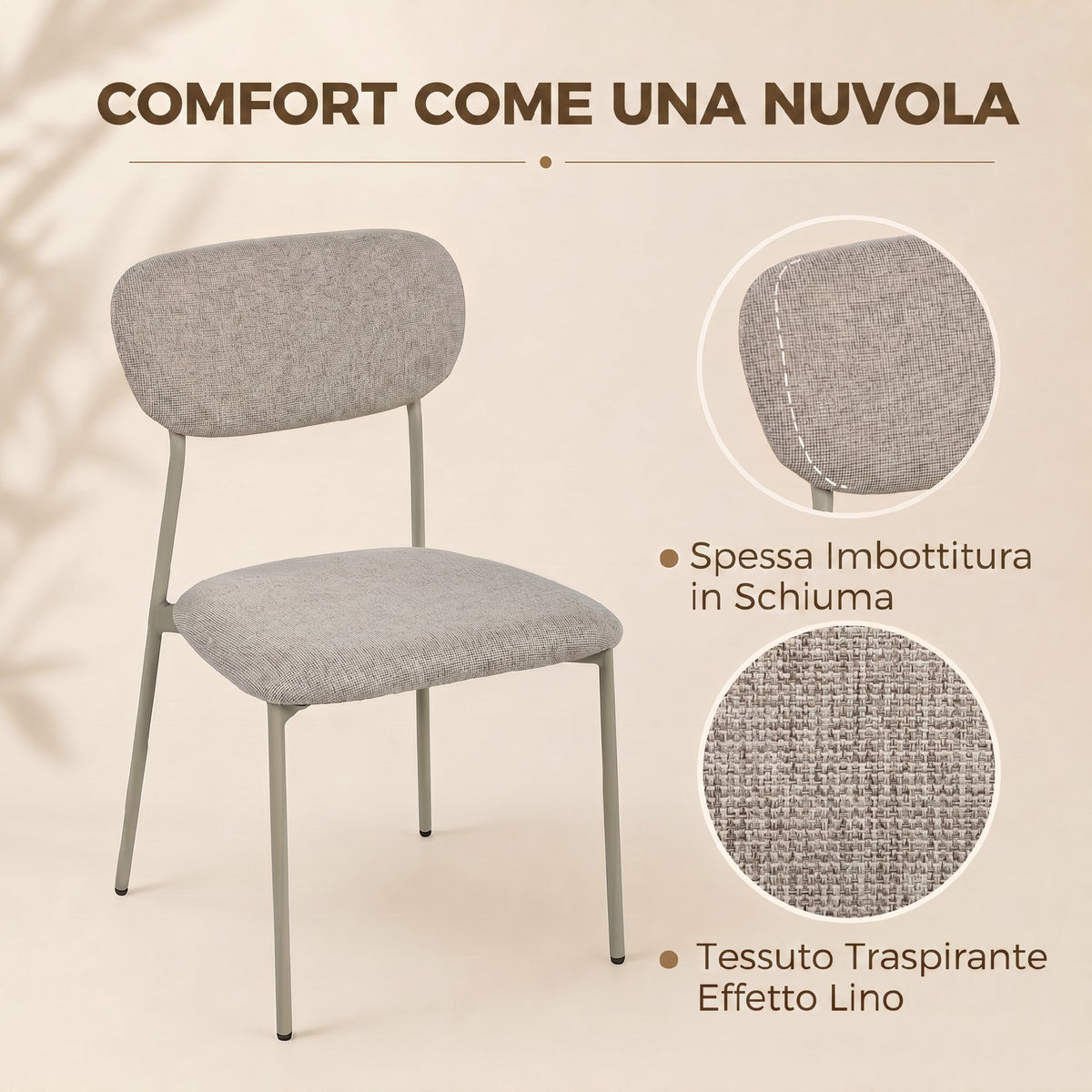 HOMCOM Dining Chairs, Stackable Kitchen Chairs, Light Brown