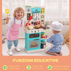 Toy Kitchen for Children 3-6 Years with 92 Accessories, in PP, PE and ABS, 44.5x24x79 cm, Green