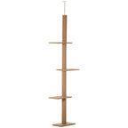4-Tier Cat Scratching Tree, Adjustable Ceiling Mount, 43x27x228-260cm