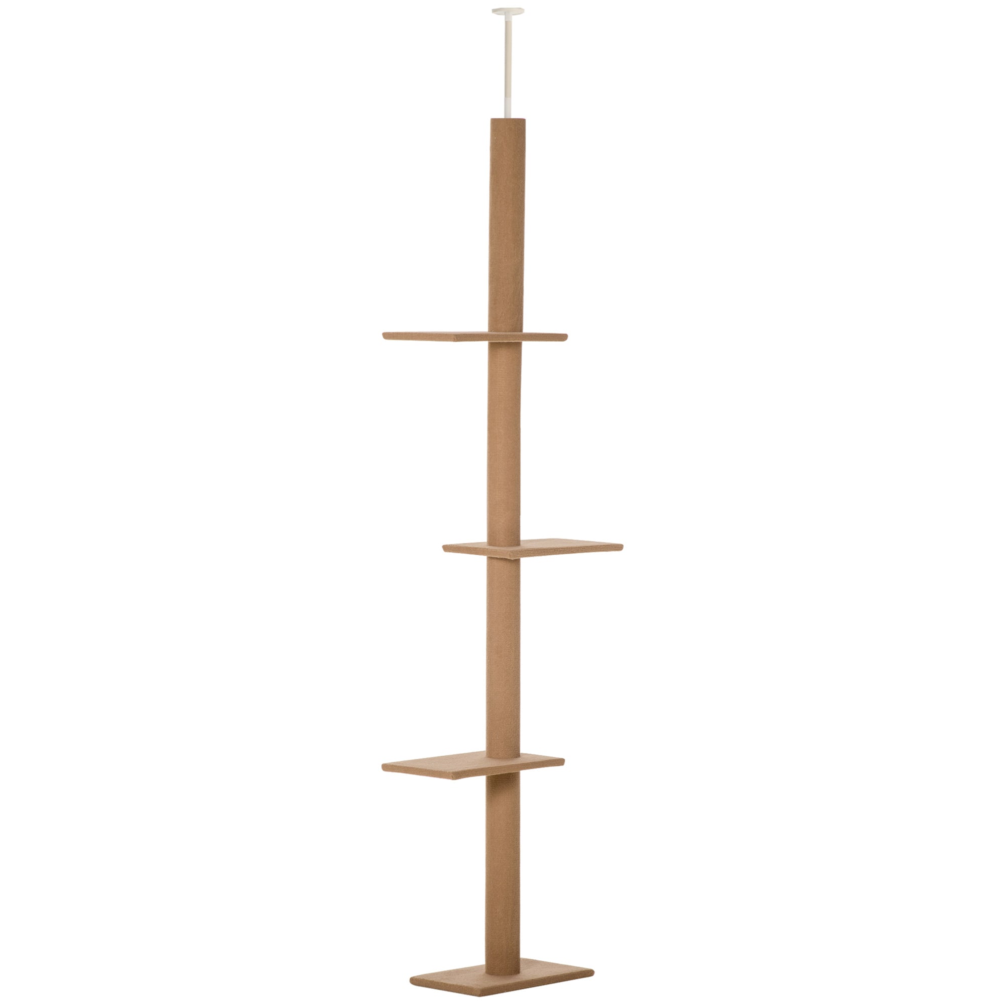 4-Tier Cat Scratching Tree, Adjustable Ceiling Mount, 43x27x228-260cm