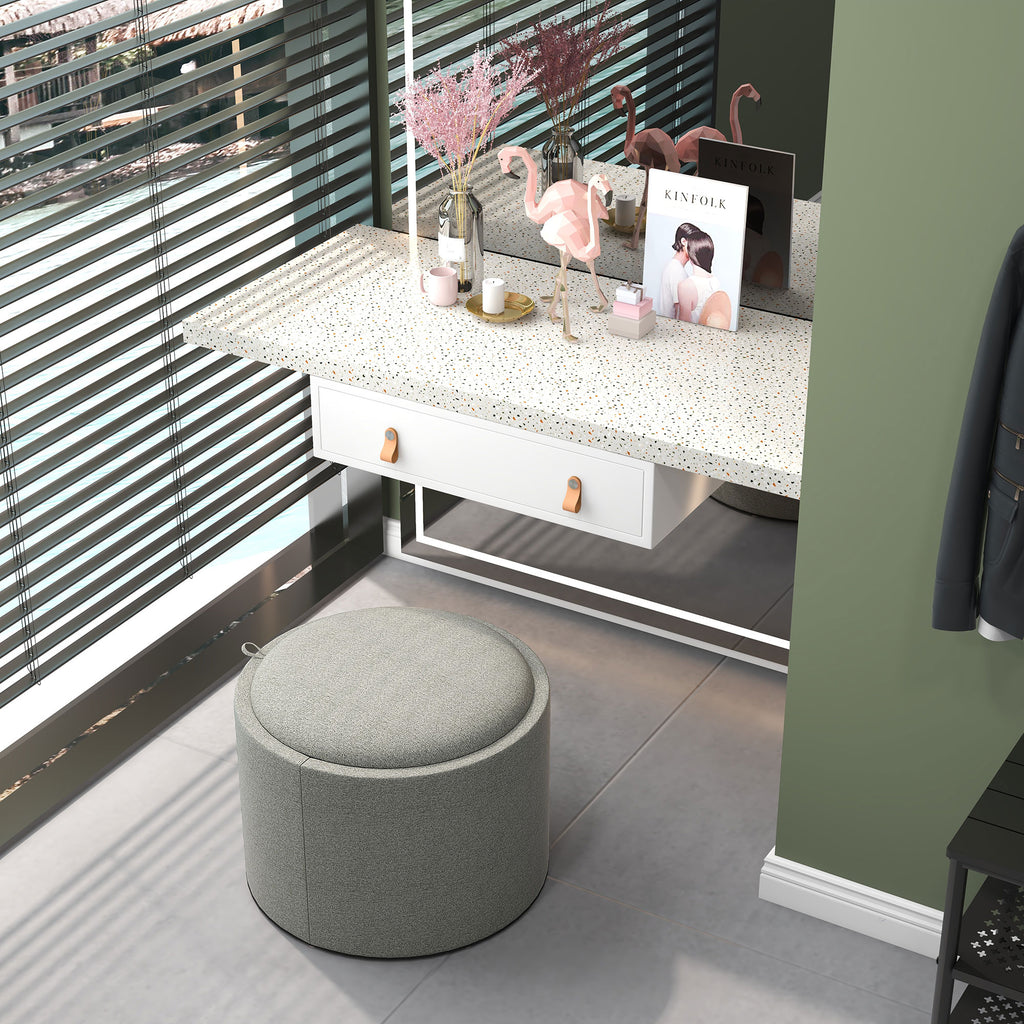 Homcom pouf 120 kg Max Linian effect container with limelight, in MDF, 56x56x42 cm, gray - Borgè