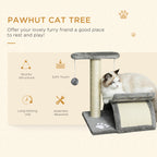 Plush Cat Scratching Tree with Sisal Pole, Kennel and 2 Balls, 40x30x43cm, Gray - Borgè