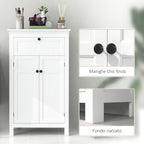 Bathroom Cabinet with 2 Doors and Drawer, Space-Saving Bathroom Cabinet with Adjustable Shelves, 60x30x102.5 cm, White