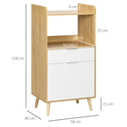 Chipboard Microwave Cabinet with Top Shelf, Sliding Drawer and Cabinet, 58x40x118 cm