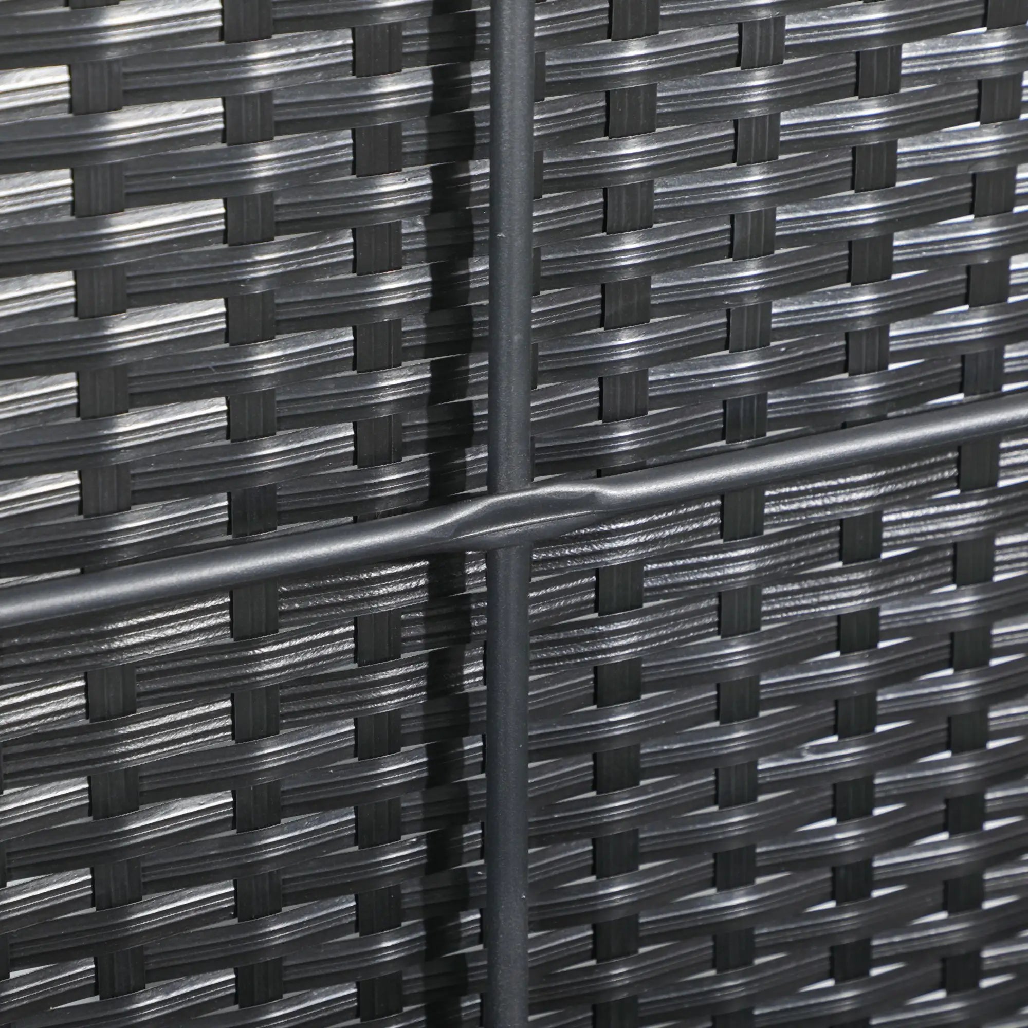 Rattan and Steel Garden Storage Chest with Lid, 95x60x53cm, Black - Borge' Group Limited