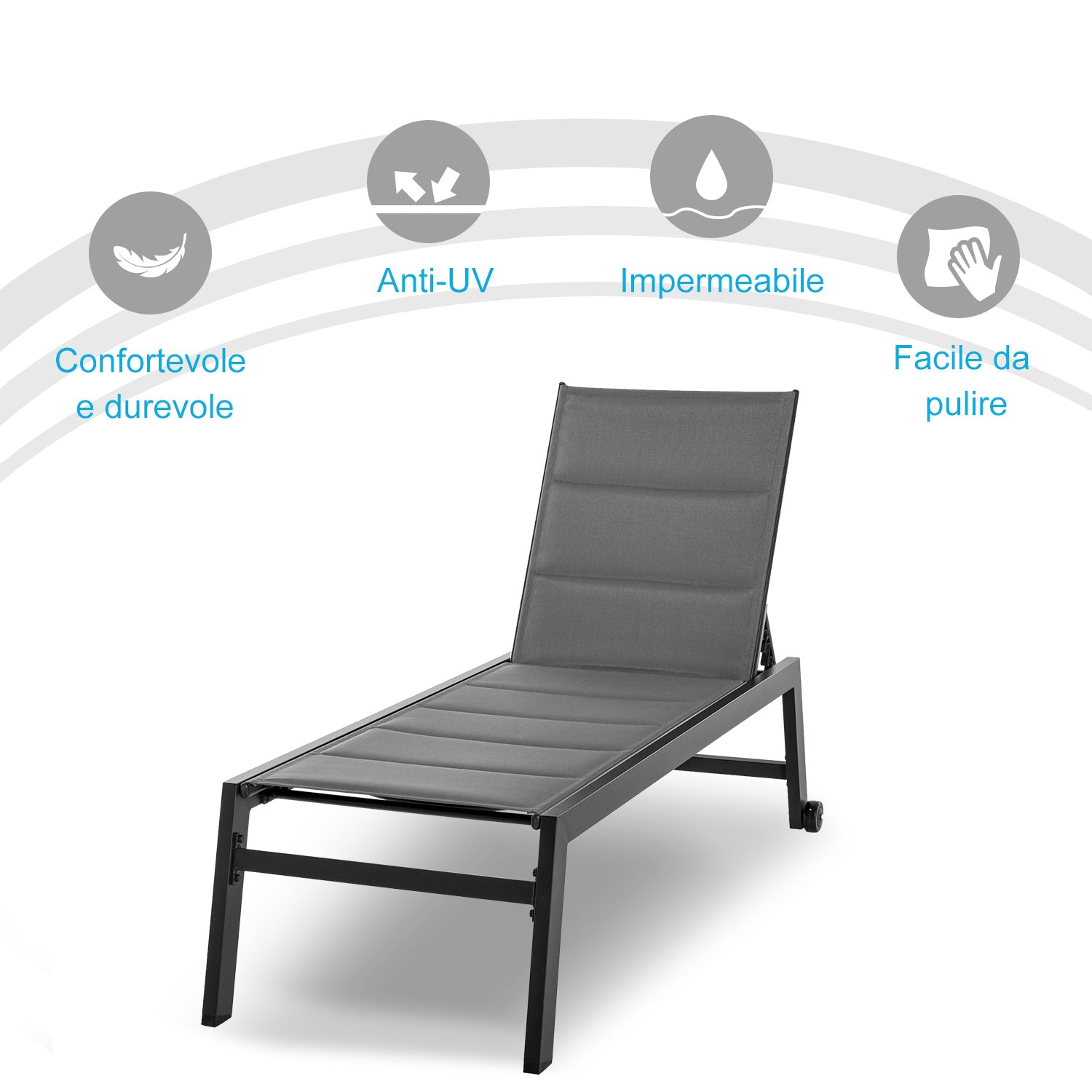 Outsunny 5-Level Reclining Garden Lounger with Padded Cover