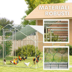 12m² Chicken Run for 12-18 Animals with Waterproof Roof, Feeder and Perch, 3x4x1.9m, Silver