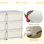 6-Drawer Children's Chest of Drawers for 3-6 Years Old with Rounded Edges, in PP Cream White, 75x37x56.5 cm