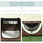 Foldable Oxford Pet Carrier with Removable Washable Cushion and Carry Bag, 70x51x59cm, Brown