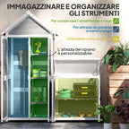 Garden Shed and Outdoor Cabinet with Wooden Opening Roof, Locking Doors, Light Grey