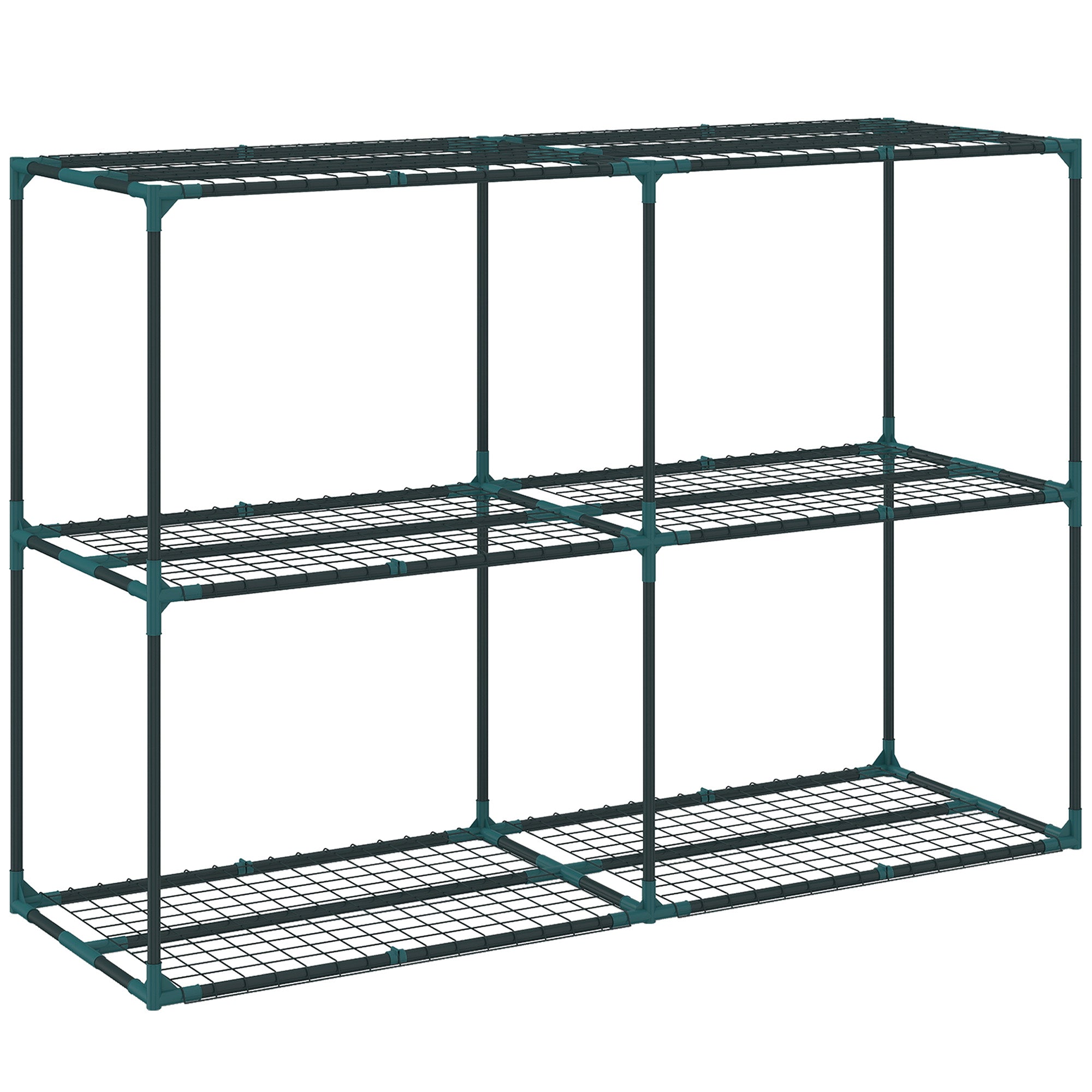 Outsunny 3-Tier Open Plant Stand in Steel and Plastic, 143x48x100 cm, Dark Green