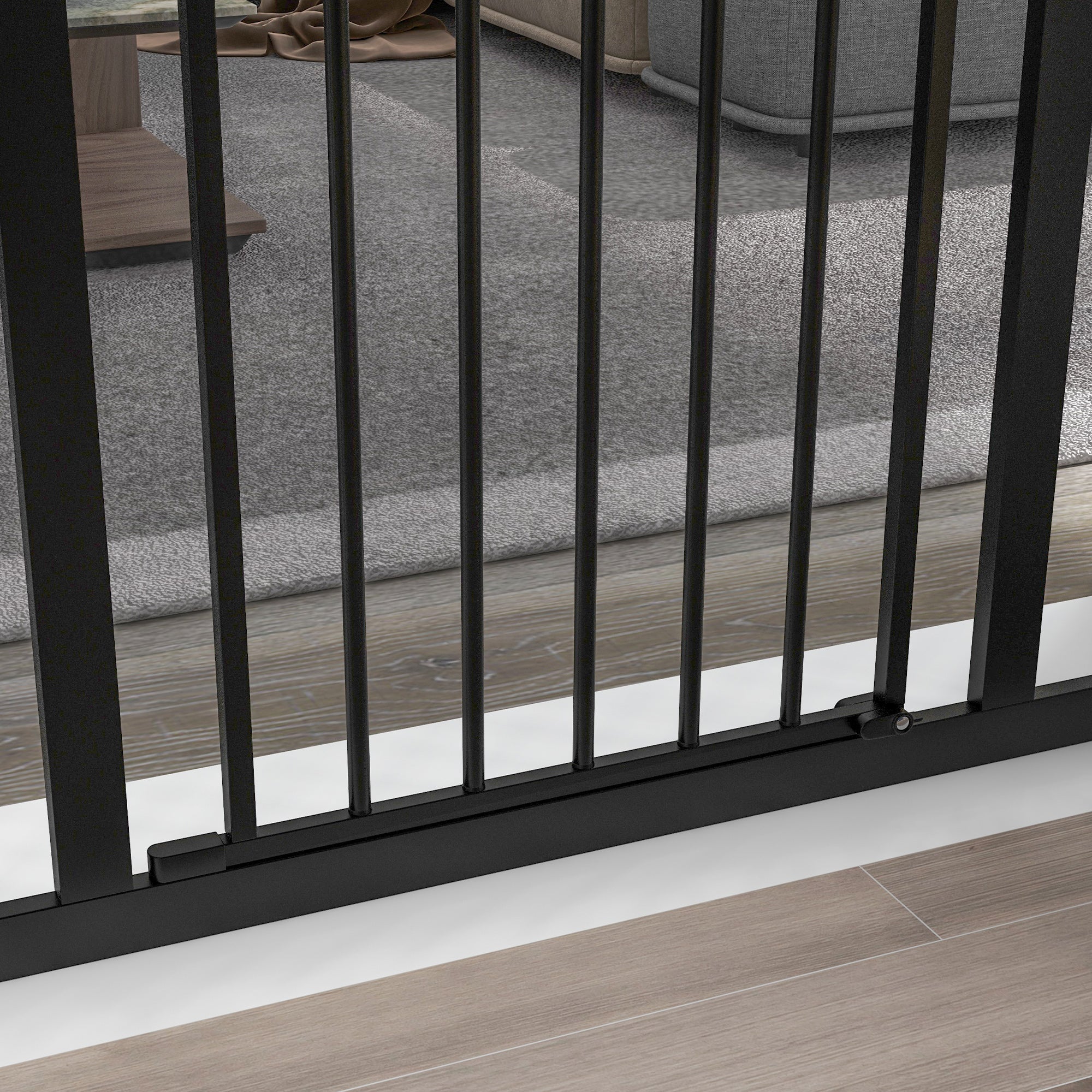 PawHut Extendable Dog Gate Without Screws Adjustable from 74-100 cm High 78 cm in Metal, Black - Borgè