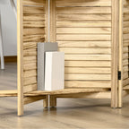 4-Panel Folding Room Divider with Shelves, Paulownia Wood, 162 x 170 cm, Wood