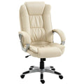 HOMCOM PU Leather Swivel Office Chair with Rocking, High Backrest and Adjustable Height, Beige