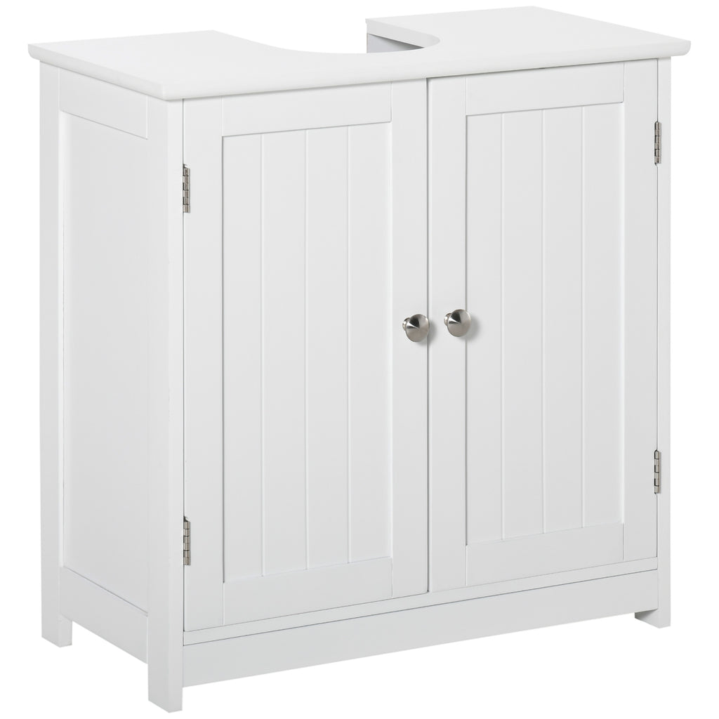 2-Door Vanity Unit with Adjustable Shelf and U-Cut, 60x30x60 cm, White
