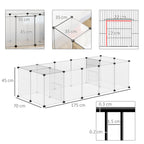 Modular Pet Playpen with 20 Panels and 2 Doors, Made of Steel and PP, 175x70x45 cm, White and Black