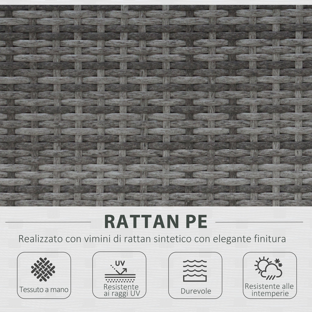 4-Piece Rattan Garden Furniture Set (PE), Outdoor Lounge Set with Table, 2 Chairs, and Two-Seater Sofa, Grey