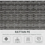 4-Piece Rattan Garden Furniture Set (PE), Outdoor Lounge Set with Table, 2 Chairs, and Two-Seater Sofa, Grey