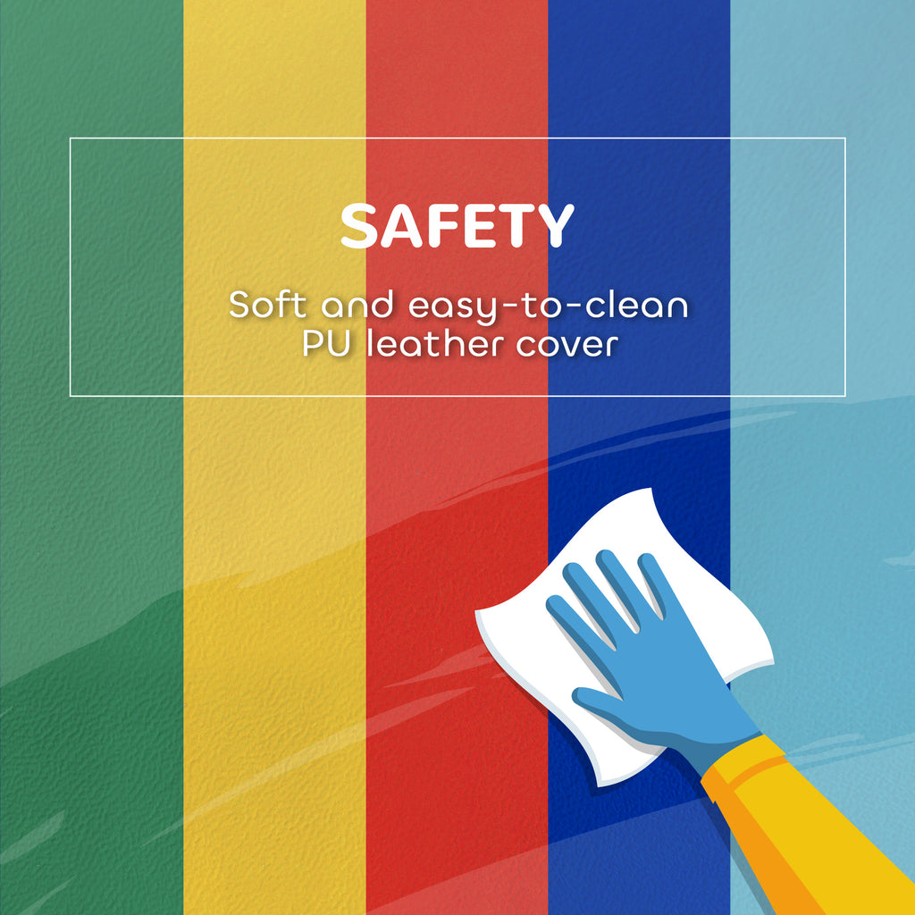 Soft Construction Set for Children 1-3 Years with 5 Colourful Blocks, in Faux Leather and Foam, Multicolour