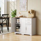 Modern Wooden Sideboard with 2 Drawers and 2 Cabinets, 100x40x78 cm, White and Wood Color