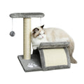 Plush Cat Scratching Tree with Sisal Pole, Kennel and 2 Balls, 40x30x43cm, Gray - Borgè