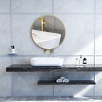 Round Bathroom Mirror with Shockproof Surface, Glass and Steel, Ø70x2.5 cm, Gold Color