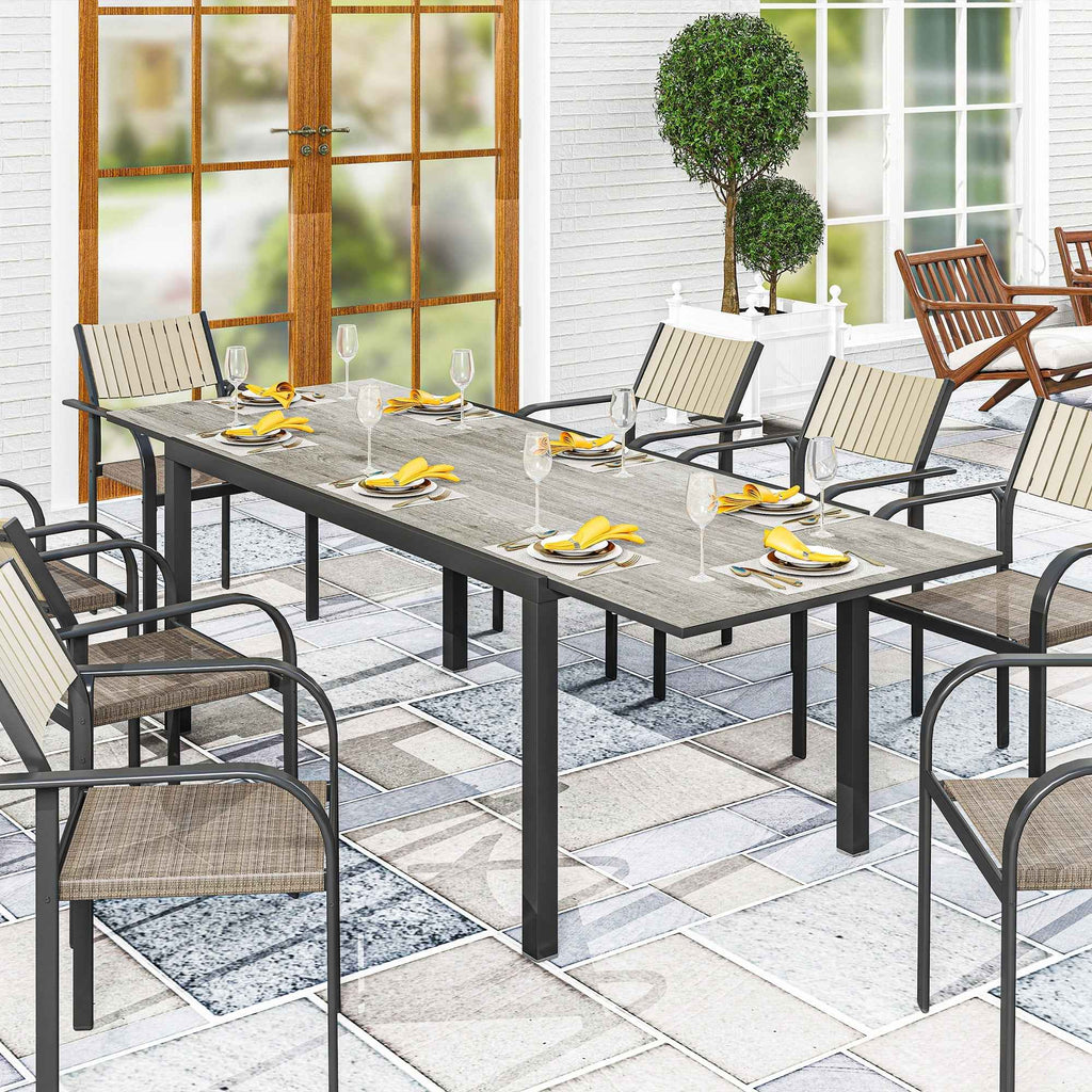 Outsunny Extendable Garden Table Outdoor Table 6-8 People Aluminum Edge and Steel Frame 160/240cm Gray