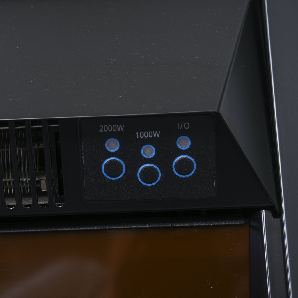 1000W and 2000W Electric Fireplace, 5-Level LED Flame Effect, Remote Control, White Tempered Glass, 102x30x95cm