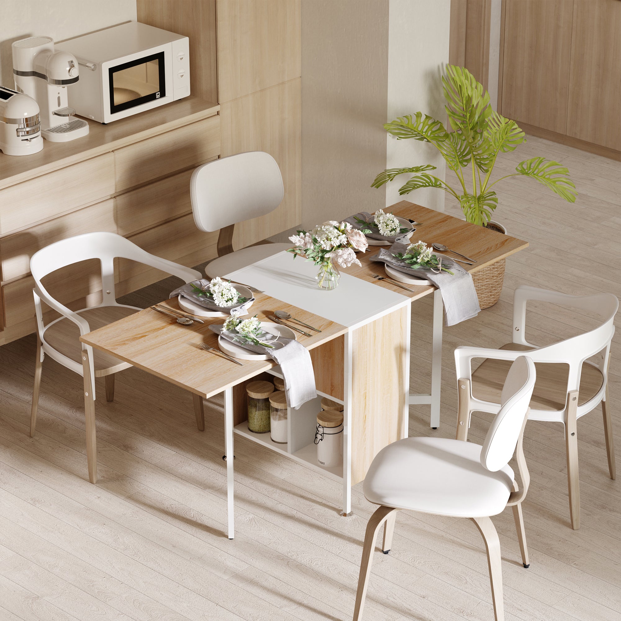 Homcom Multipurpose Table Folding Design With 4 Discartments 169 × 60 × 75cm - Borgè