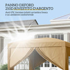 Outsunny 3x3m Folding Outdoor Gazebo with 4 Side Panels, Steel and Oxford Fabric, Khaki