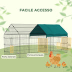 Pawhut cage for outdoor rabbits and interior with a house with roof, 220x85x103cm, green - Borgè