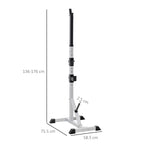 Set of 2 Steel Barbell Stands with 3 Hooks, Adjustable Height and 200kg Capacity, Silver and Black