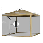 Garden Umbrella with Tilting Arm with Crank Opening and Mosquito Net, 3x3 m, Beige