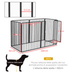 Pawhut Fence for large dogs with 6 steel modular panels, 164x83x100 cm, black - Borgè
