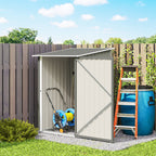 Galvanized Steel Garden Shed with Hinged Door, 100x104x160 cm, Light Grey