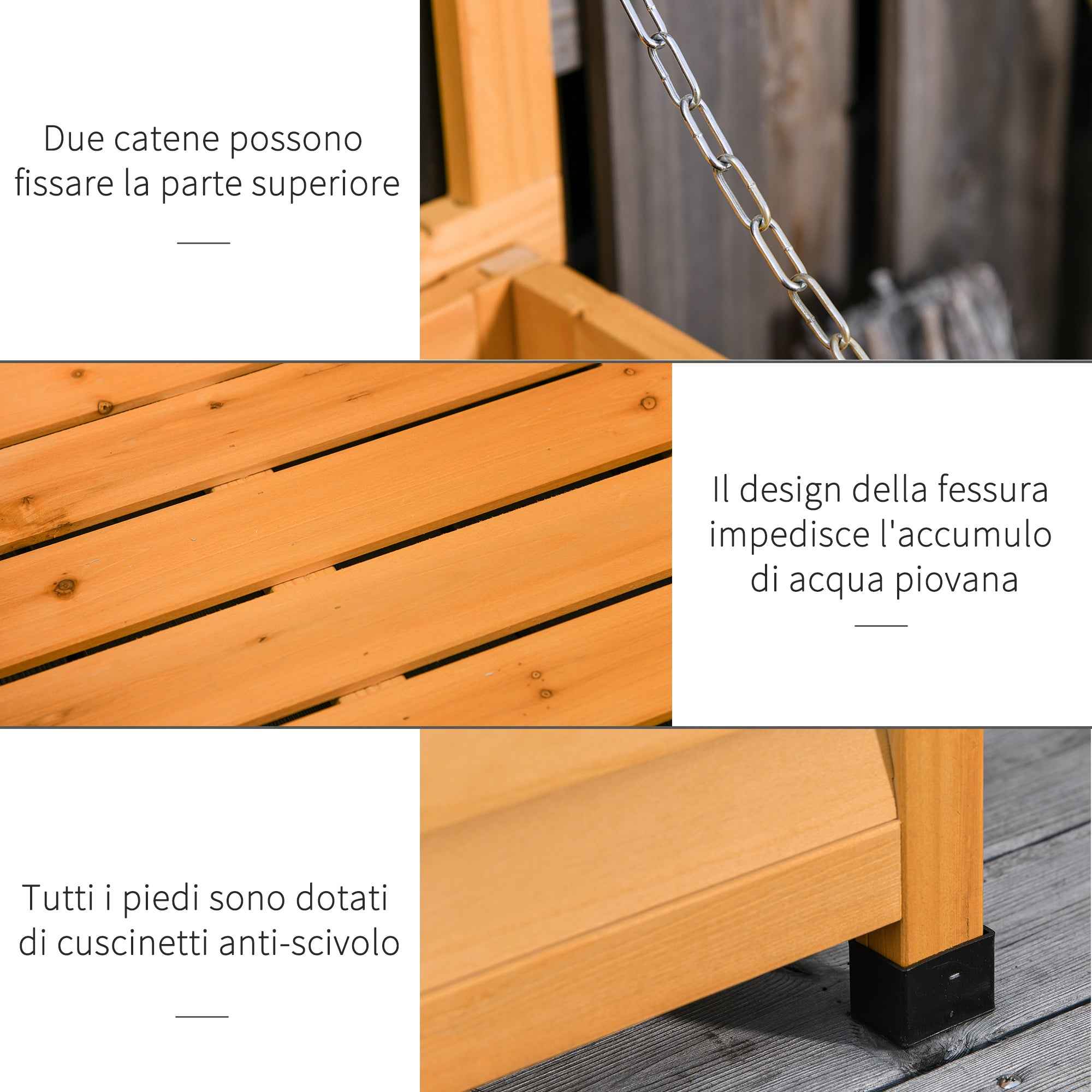 Outsunny Waterproof Outdoor Storage Chest in Fir Wood with Raised Base, 127x56x60 cm, Dark Yellow