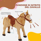 Toy Horse with Realistic Sounds, Saddle, Bridle and Footrest, 85x28x60 cm, Beige