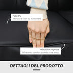 Chesterfield Style 2 Seater Sofa PU Leather with Removable Cushion, 160x84x80 cm, Black