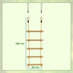 5-Rung Ladder for Children Ages 3-8 Years, with Buckles and Straps, Made of Wood and PE, Wood Color