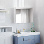 Bathroom Wall Cabinet with Mirror and 3 Shelves in White MDF 80 x 60 x 15cm