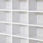 Wooden CD Bookcase with 3 Columns and 12 Adjustable Shelves, 102 x 23.5 x 195 cm, White