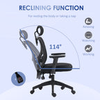 Ergonomic office chair with adjustable height, lumbar support and headrest, 66x61x106-116cm black - Borgè
