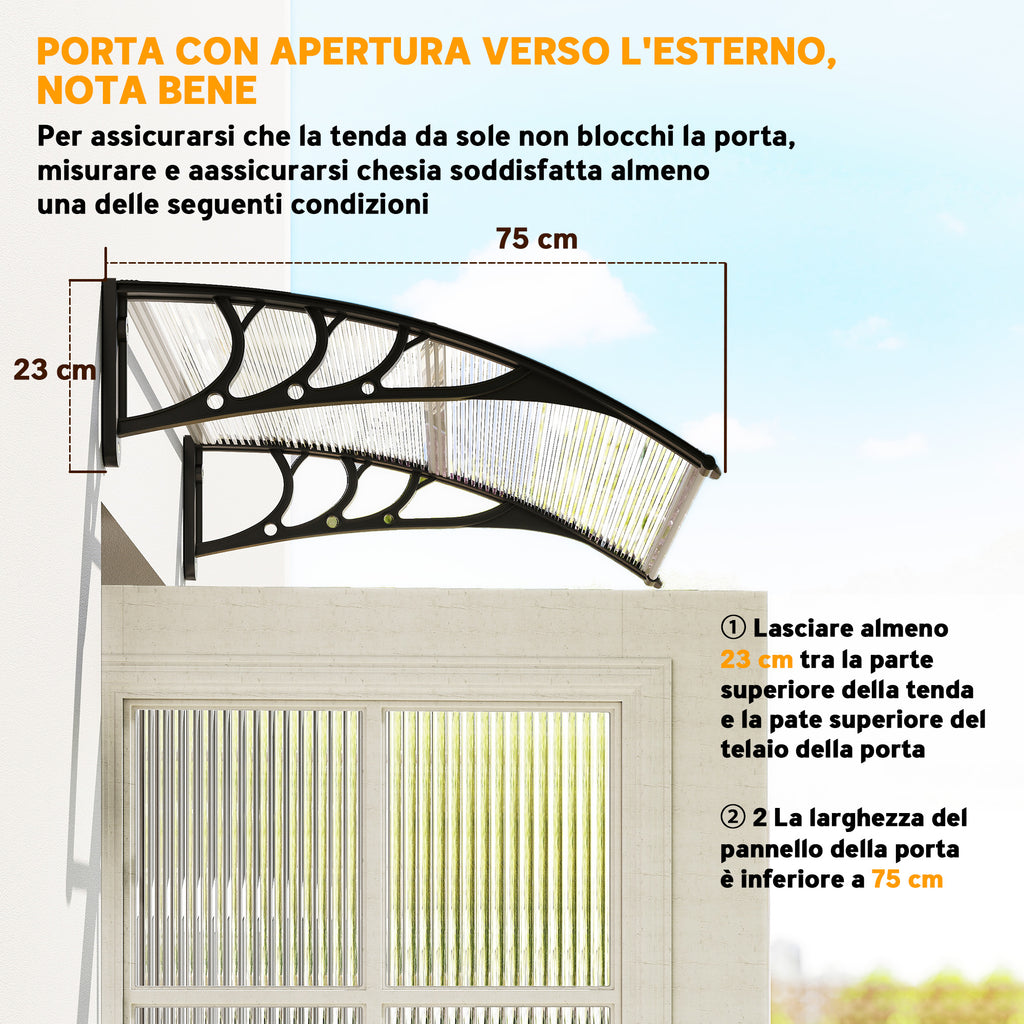 Outsunny Waterproof and Anti-UV Outdoor Canopy, in PC, PP and Aluminum, 75x100x23 cm, Transparent and Black