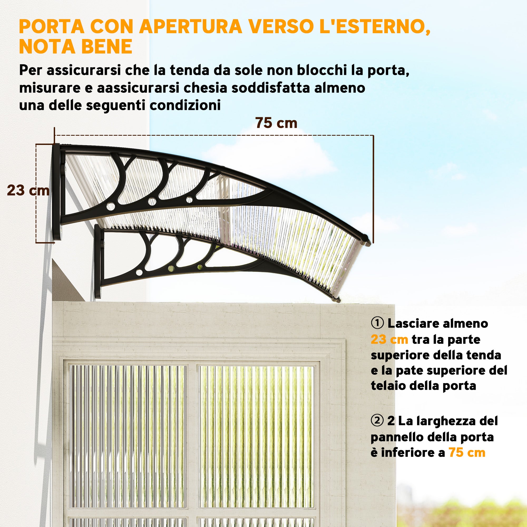 Outsunny Waterproof and Anti-UV Outdoor Canopy, in PC, PP and Aluminum, 75x100x23 cm, Transparent and Black